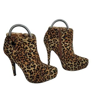 FUSION Womens‎ Leopard Print Dressy Stiletto Button Accent Booties 7 Mobwife Y2K